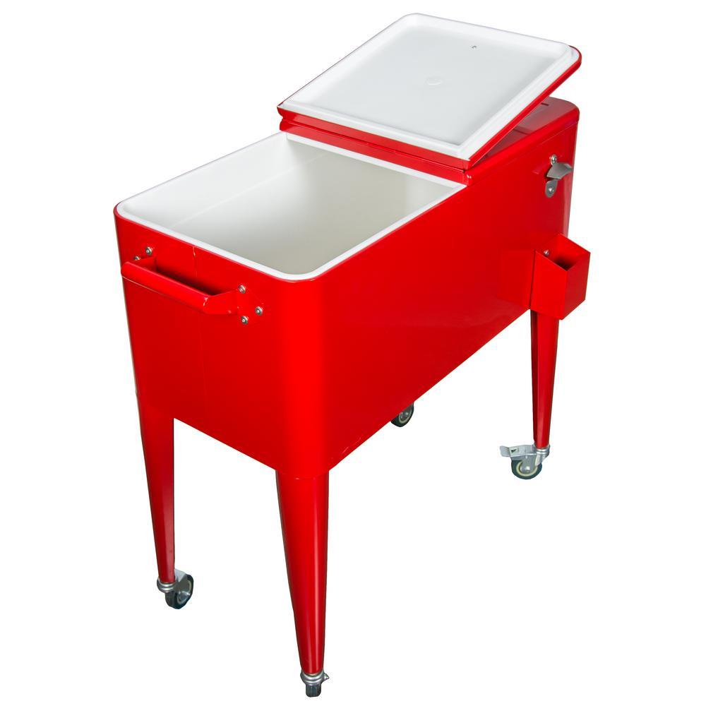 80 Qt. Red Rolling Patio Cooler