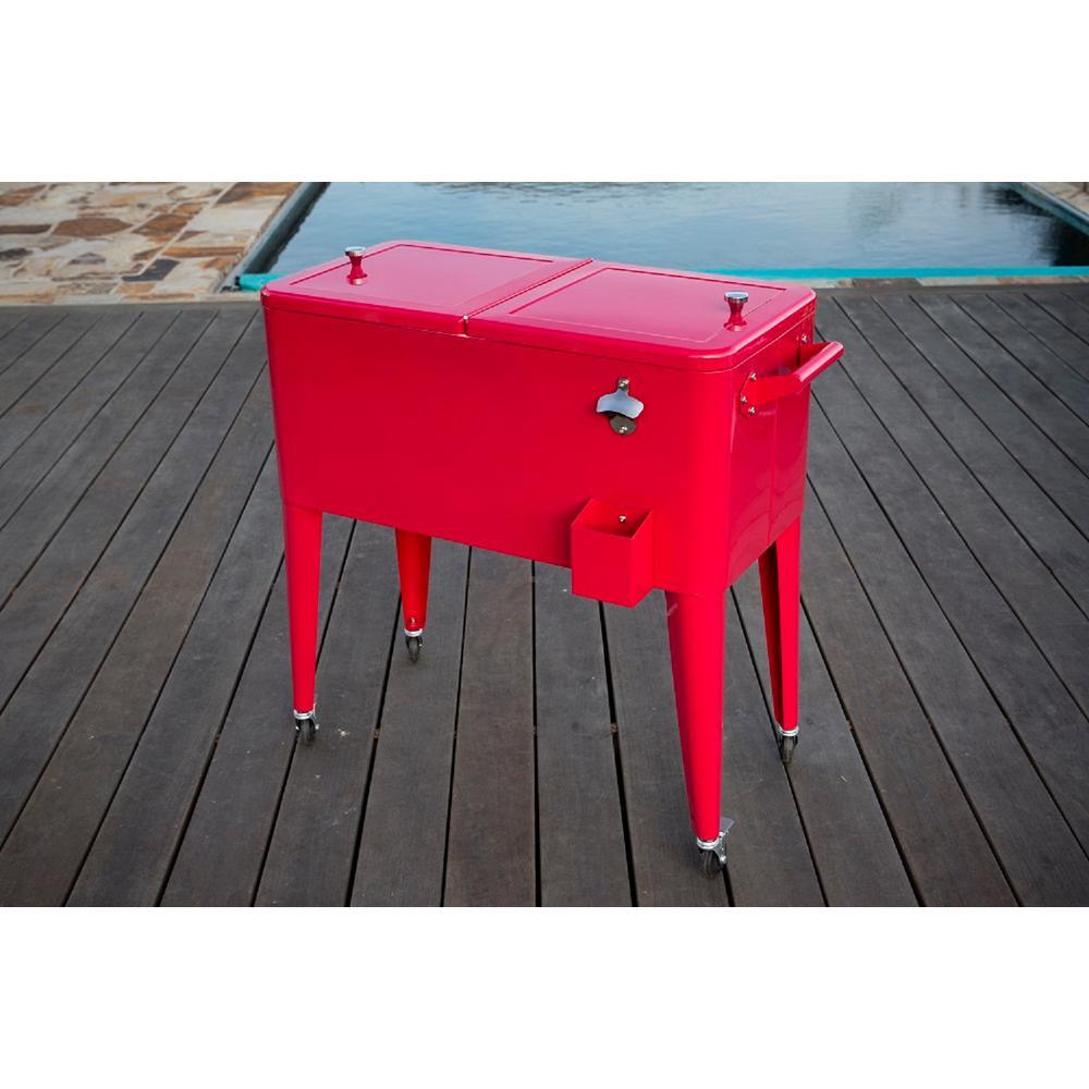 80 Qt. Red Rolling Patio Cooler