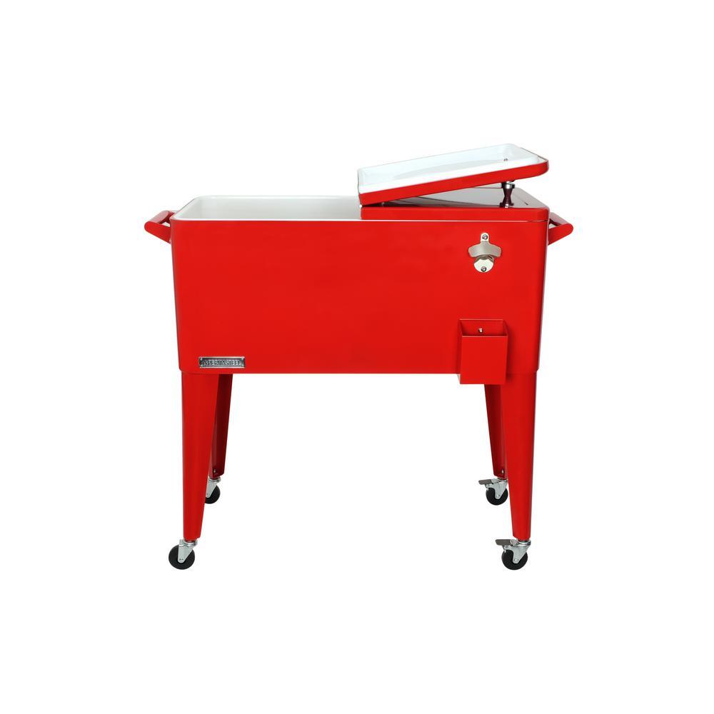 80 Qt. Red Rolling Patio Cooler