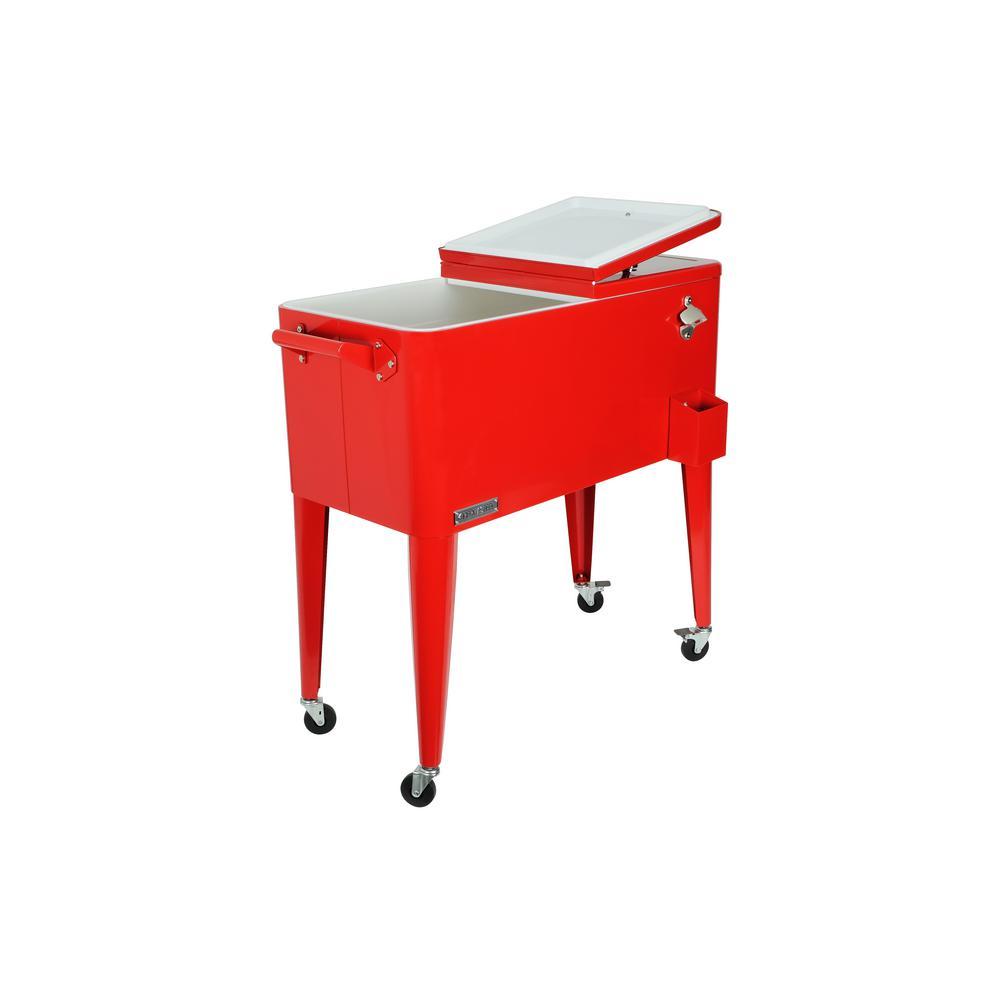 80 Qt. Red Rolling Patio Cooler