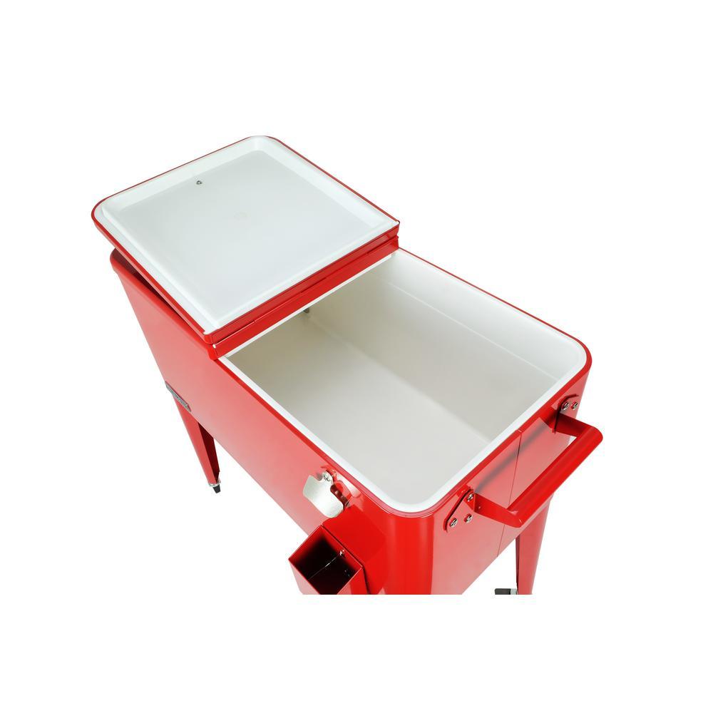 80 Qt. Red Rolling Patio Cooler