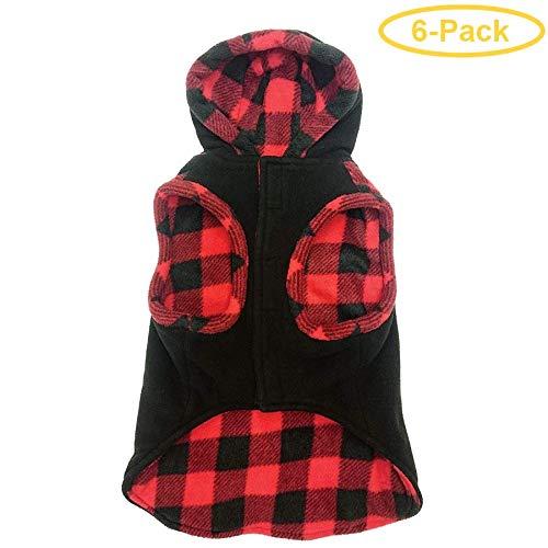 Fashion Pet Outdoor Dog Toggle Plaid Trim Dog Coat - Black Medium (14"-19" Neck to Tail) - Pack of 6