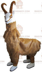 BIGGYMONKEYFurry Goat Buff Mascot Costume with Horns