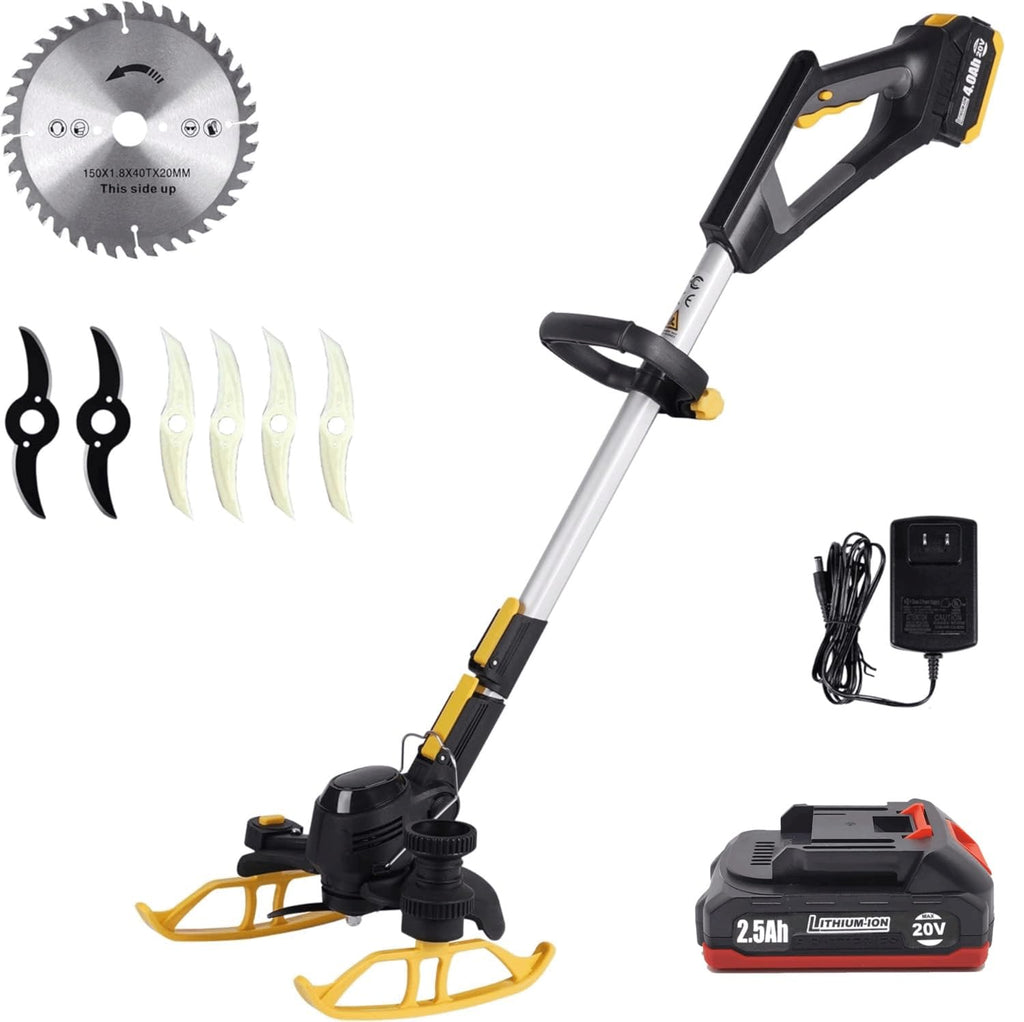 Weed Wacker Cordless, Battery Powered Weed Eater with Blades, Trimmer/Edger/Mower 3 in 1, 5.2lbs Lightweight