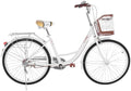 26 inch Beach Cruiser Bikes Single Speed Classic Retro Bicycles for Women, Comfortable Commuter Bike for Leisure Picnics &amp; Shopping, Women's Seaside Travel Bicycle with Baskets &amp; Rear Racks