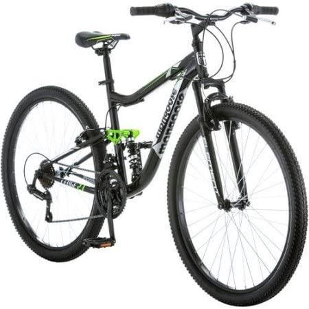 Mongoose 27.5" R4054WMC Led2.1 Men's Bike for a Path, Trail &amp; Mountains,Black, Aluminum Full Suspension Frame, Twist Shifters Through 21 Speeds