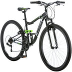 Mongoose 27.5" R4054WMC Led2.1 Men's Bike for a Path, Trail &amp; Mountains,Black, Aluminum Full Suspension Frame, Twist Shifters Through 21 Speeds