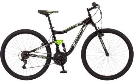 Mongoose 27.5" R4054WMC Led2.1 Men's Bike for a Path, Trail &amp; Mountains,Black, Aluminum Full Suspension Frame, Twist Shifters Through 21 Speeds