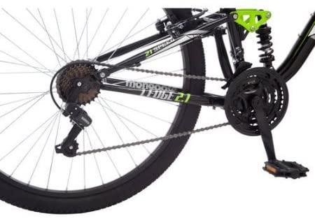 Mongoose 27.5" R4054WMC Led2.1 Men's Bike for a Path, Trail &amp; Mountains,Black, Aluminum Full Suspension Frame, Twist Shifters Through 21 Speeds