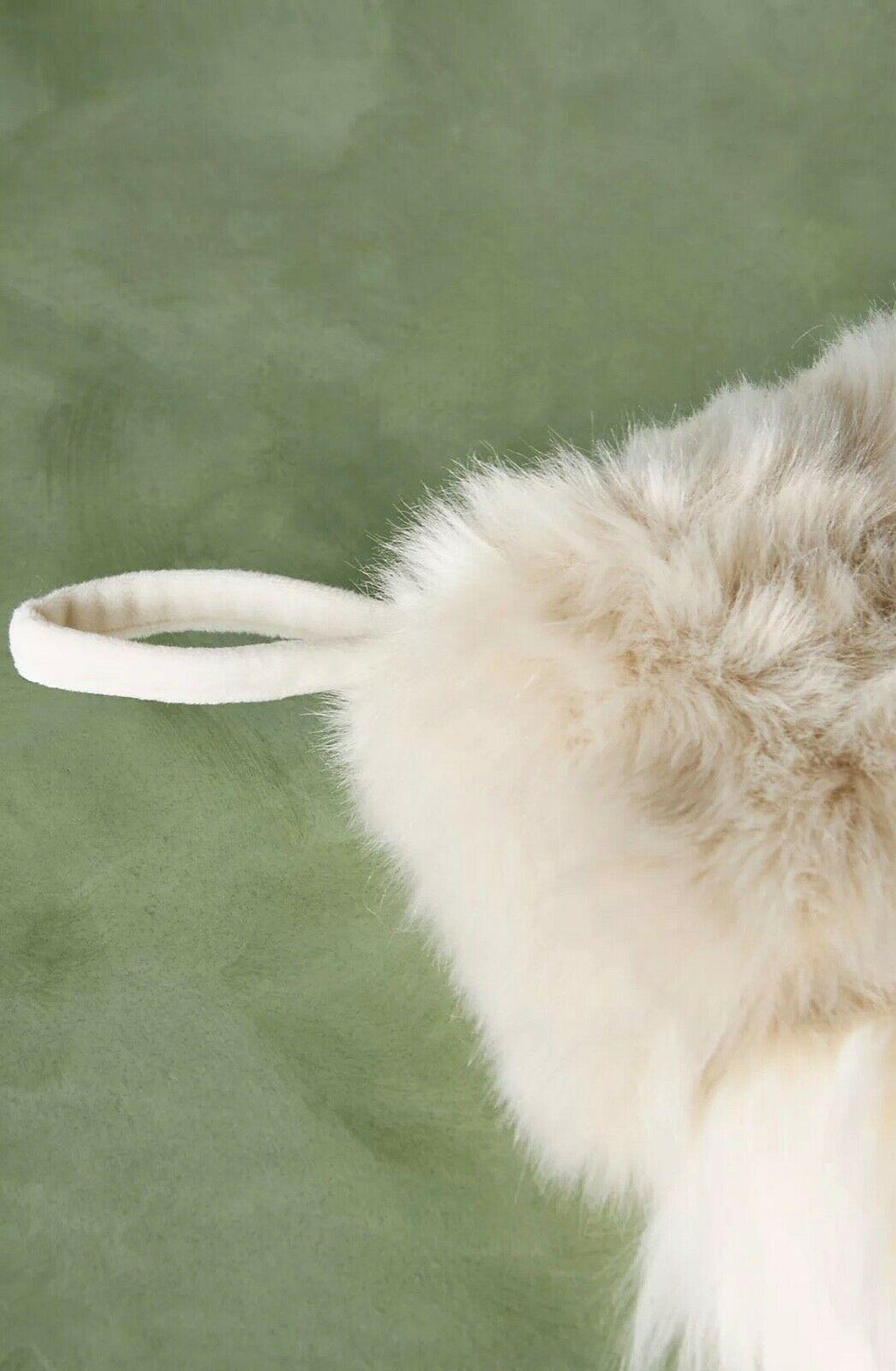 2 ANTHROPOLOGIE JOSIE FAUX FUR CHRISTMAS TREE SKIRT &amp; LARSTOCSET IVORY