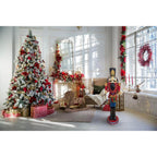 48 in. Red Resin Christmas Nutcracker Toy Soldier Playing the Drums with LED Lights