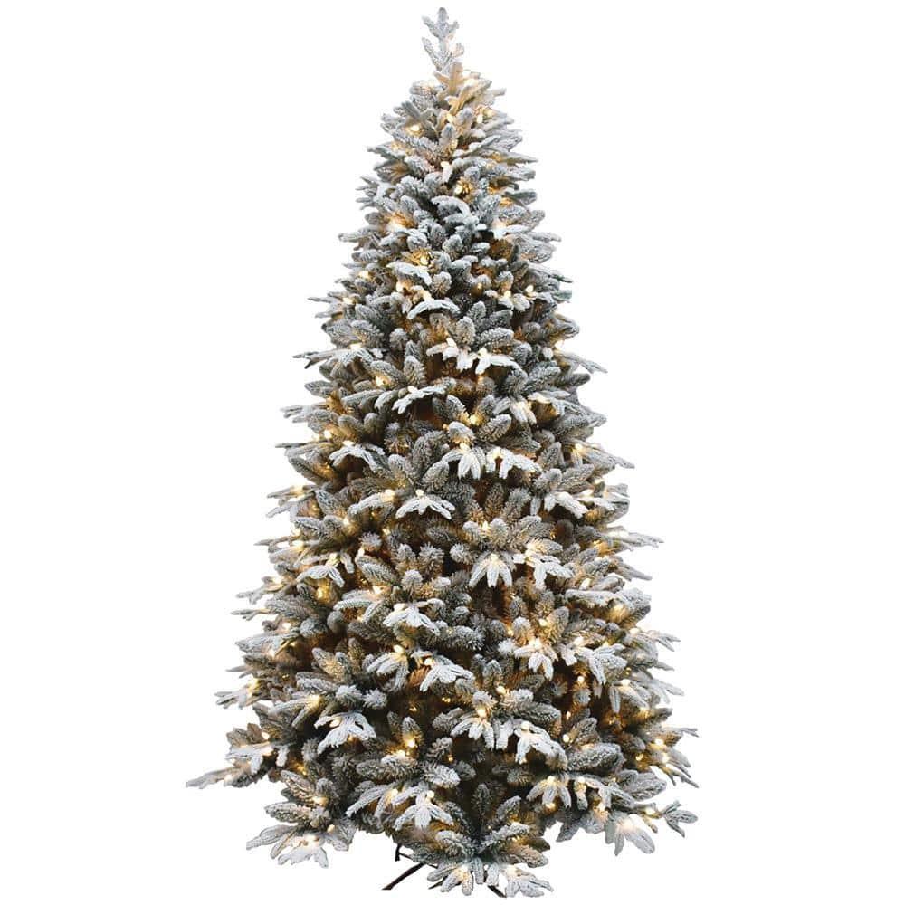 7.5 ft. Pre-Lit LED Flocked Artificial Christmas Tree with 450 Lights
