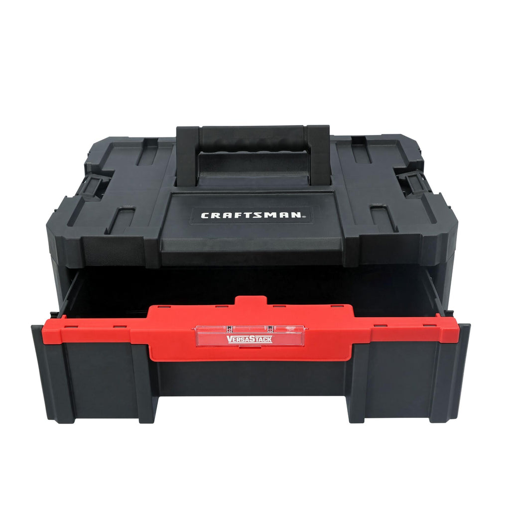 VERSASTACK Tool Box, 16.9 In. Single Deep Drawer Plastic Tool Box Organizer, Heavy Duty 16.5 Lb. Load Capacity (CMST17803)