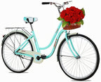 Complete Cruiser Bikes, Beach Cruiser Bike for Women, 26 Inch Commuter Bicycle, Classic Retro Bicycle, Single Speed Bicycle, Leisure Bike with Vegetable Basket, Rear Racks