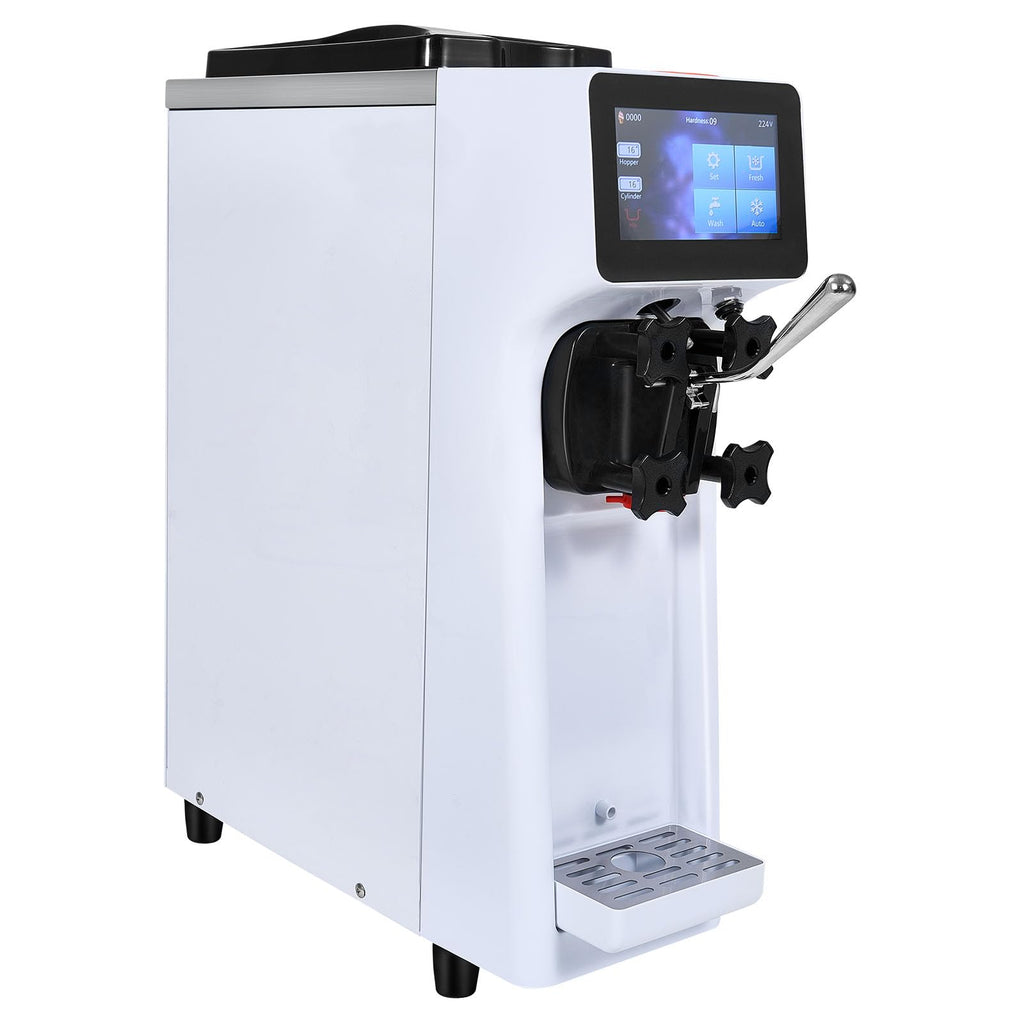 Commercial Ice Cream Machine, 1000W Single Flavor Soft Serve Ice Cream Maker, 10.6 QT/H Yield, 4L Hopper & 1.6L Cylinder, Touch Screen, Auto Clean & Pre-Cooling, Countertop Restaurant Snack Bar