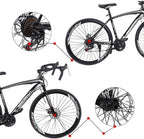 Aluminum Frame Road Bike, Full Suspension, 700C Road Bike Bicycles with 21 Speed Disc Brake Road Bike Lightweight Affordable Entry Level 21 Speed Road Bike