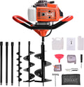 datingday 72cc auger post hole digger,2-stroke 4hp gas powered earth digging engine with 3 auger drill bits (4"&amp; 8" &amp;12")+3 extension rods for farm garden plant