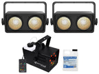 (2) Chauvet Shocker Dual Zone DMX COB LED Blinder StaLights+LED Fogger+Fluid