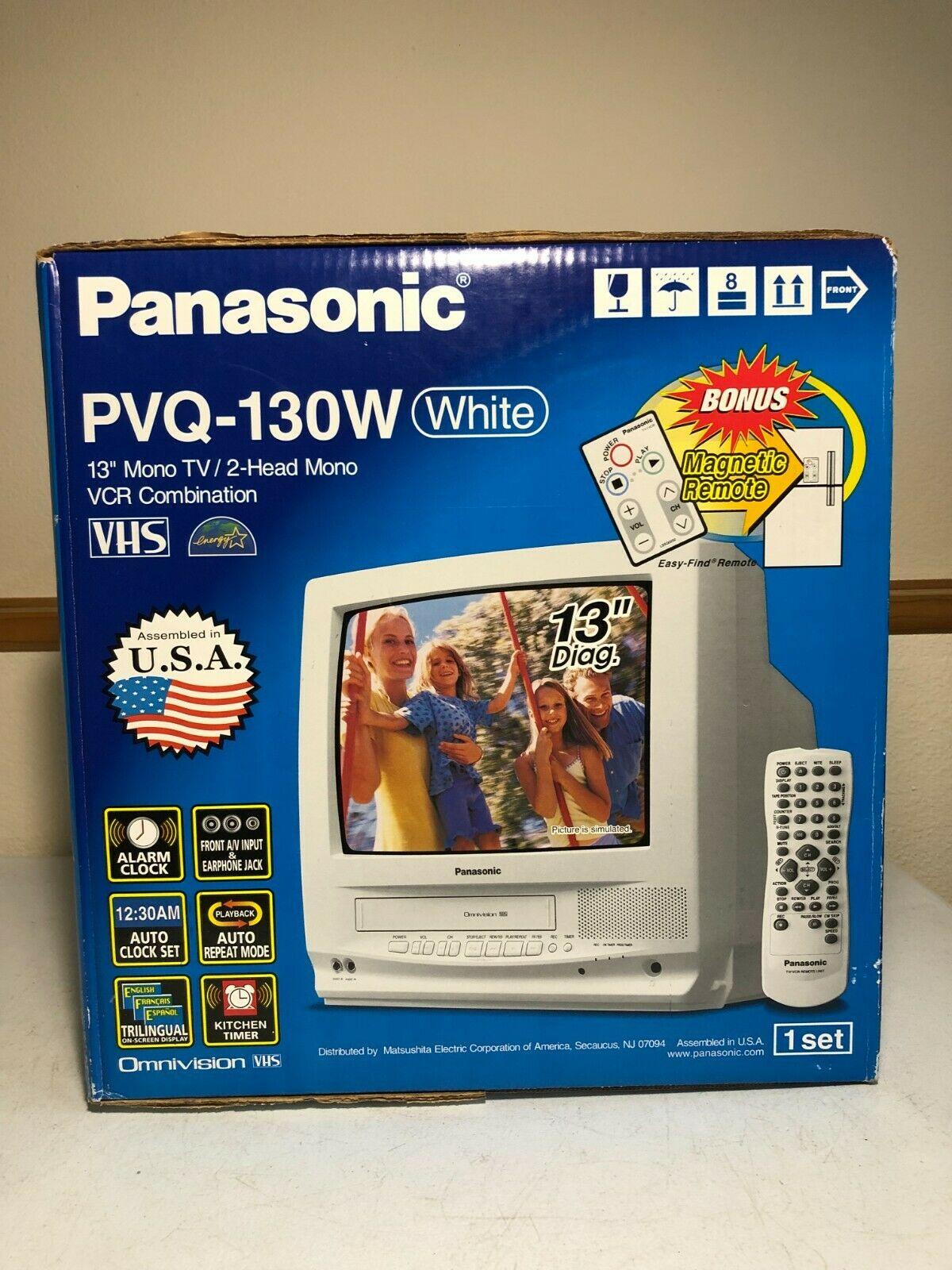 panasonic pvq-130w 13" crt tv vcr combo retro gaming television white  - sealed