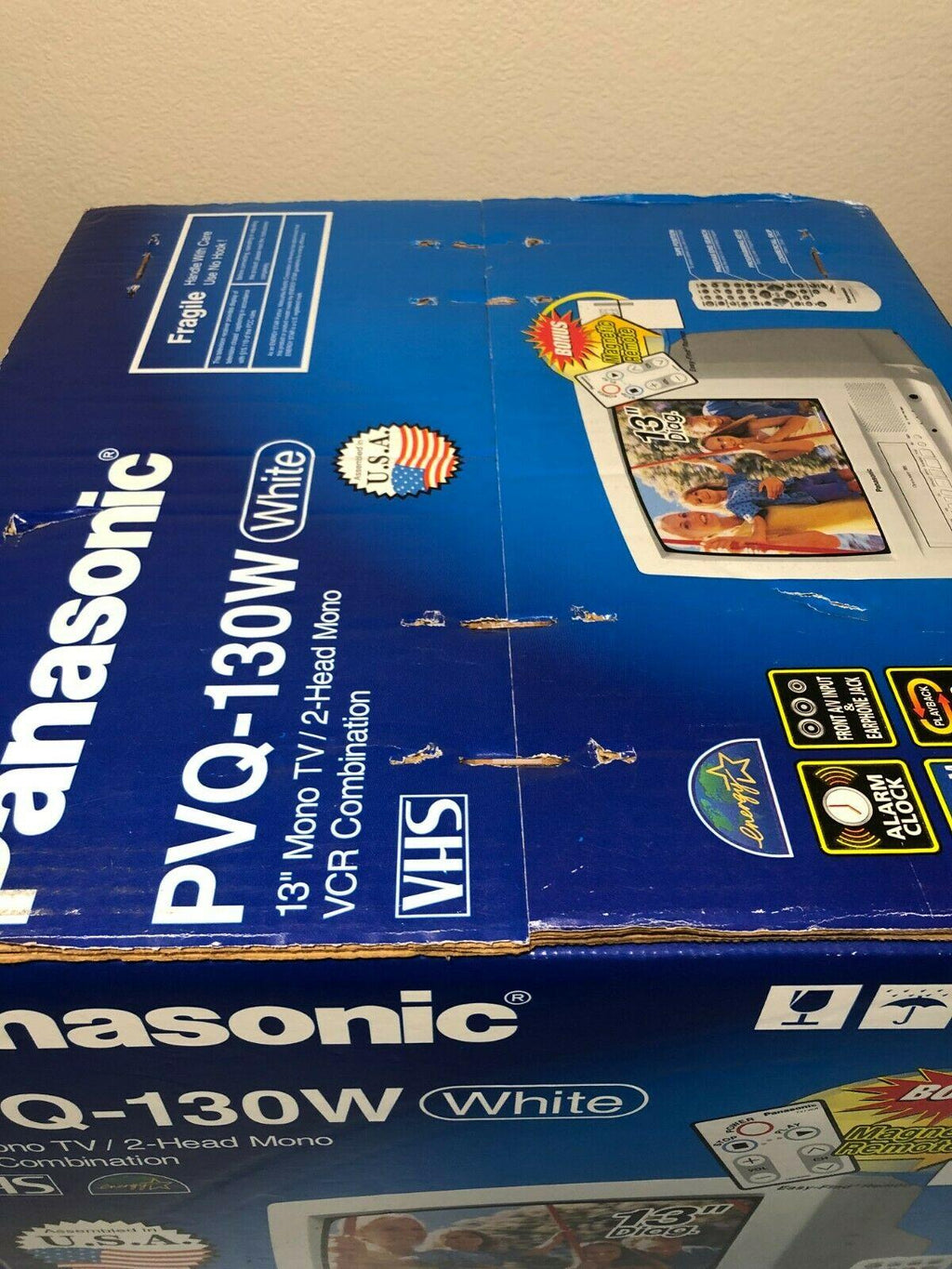 panasonic pvq-130w 13" crt tv vcr combo retro gaming television white  - sealed