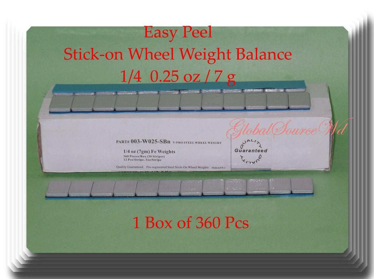 360 Pcs (1 Box of 360)  Easy Peel Stick on Wheel Weight  1/4 0.25oz 7g