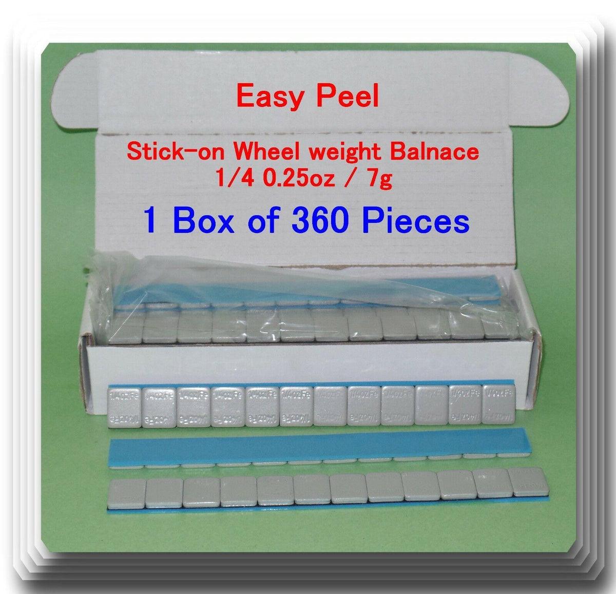 360 Pcs (1 Box of 360)  Easy Peel Stick on Wheel Weight  1/4 0.25oz 7g