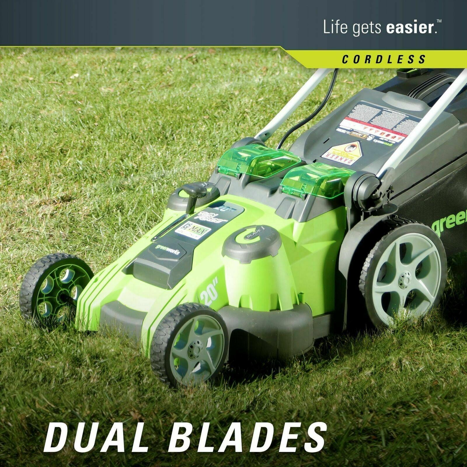 Greenworks 40V 20 inch Cordless Twin Force Lawn Mower, 4Ah & 2Ah Batteries