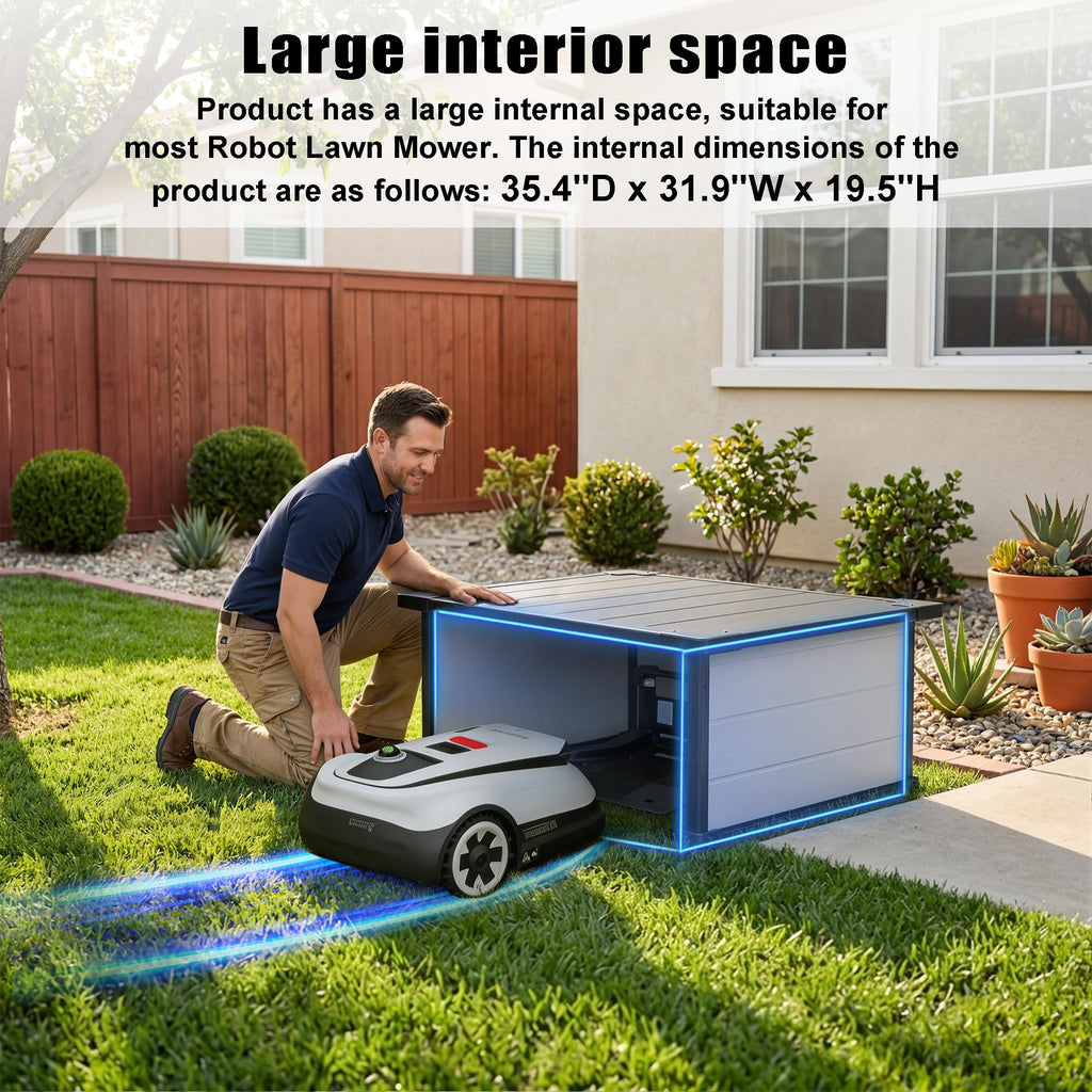 Robot Lawn Mower Garage, Weatherproof Shelter for Robotic Mower Charging Station, Durable PP Panel for Outdoor Use