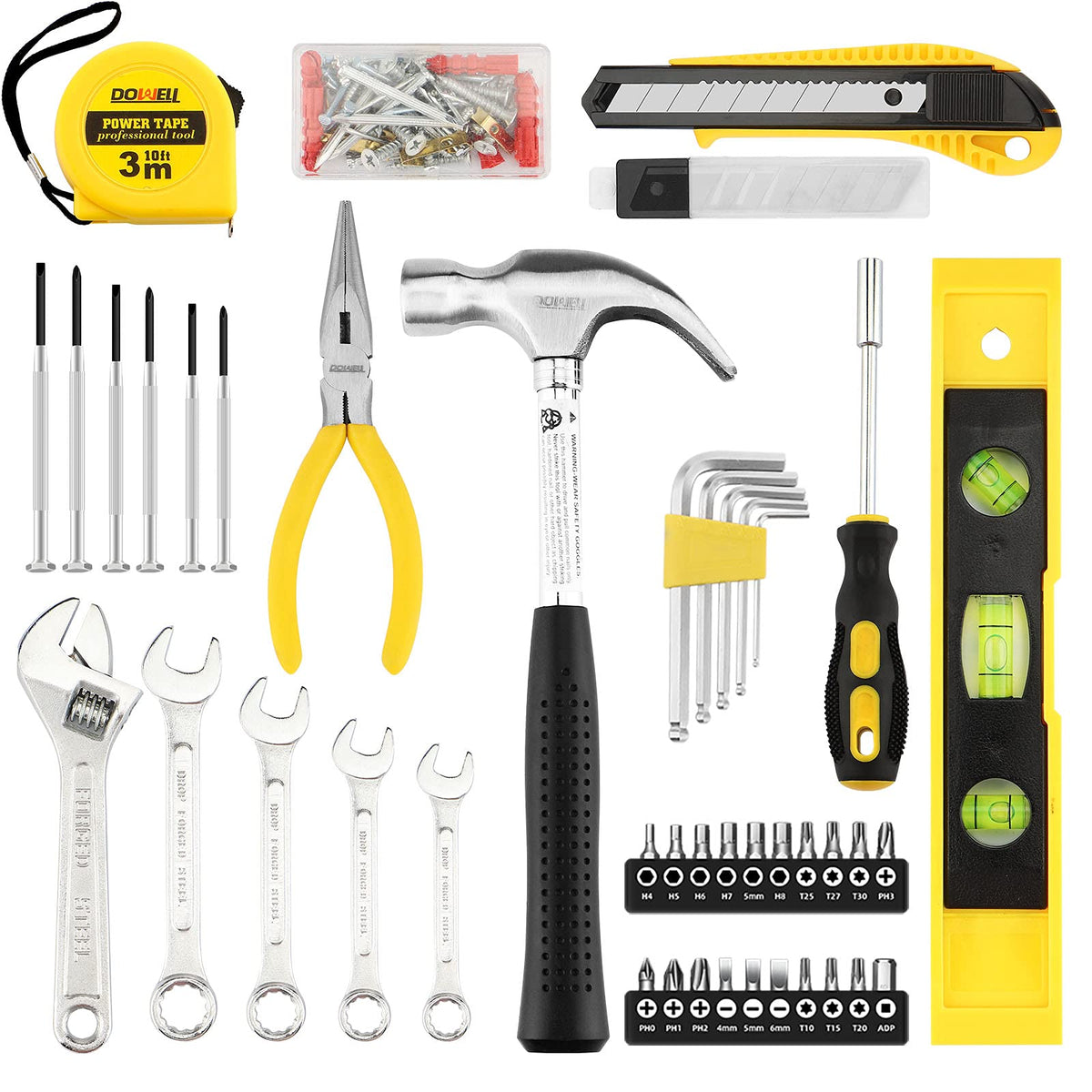 90 Piece Tool Set Home Repair Hand Tool Kit with Wrench Sets Plastic Tool Box StoraCase