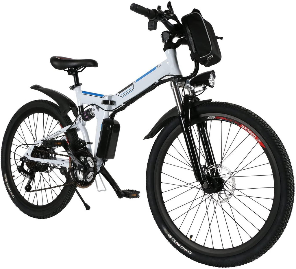 Electric Bike for Adults, 26'' Folding Electric Mountain Bike with Removable 36V 8AH Lithium-Ion Battery, 250W Motor Electric Bike, E-Bike with 21 Speed Gear and Three WorModes