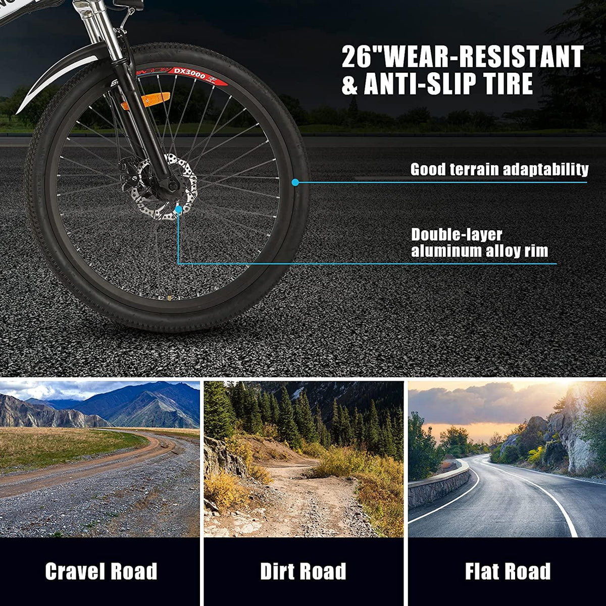 Electric Bike for Adults, 26'' Folding Electric Mountain Bike with Removable 36V 8AH Lithium-Ion Battery, 250W Motor Electric Bike, E-Bike with 21 Speed Gear and Three WorModes