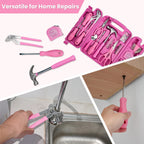 Pink Tool Set for Women 136-Piece Small Tool Kit for Home Repairs | Household Toolbox Storafor Girl, Portable Hand Tool Kit for Home, Car Repair, Perfect Gift for Ladies