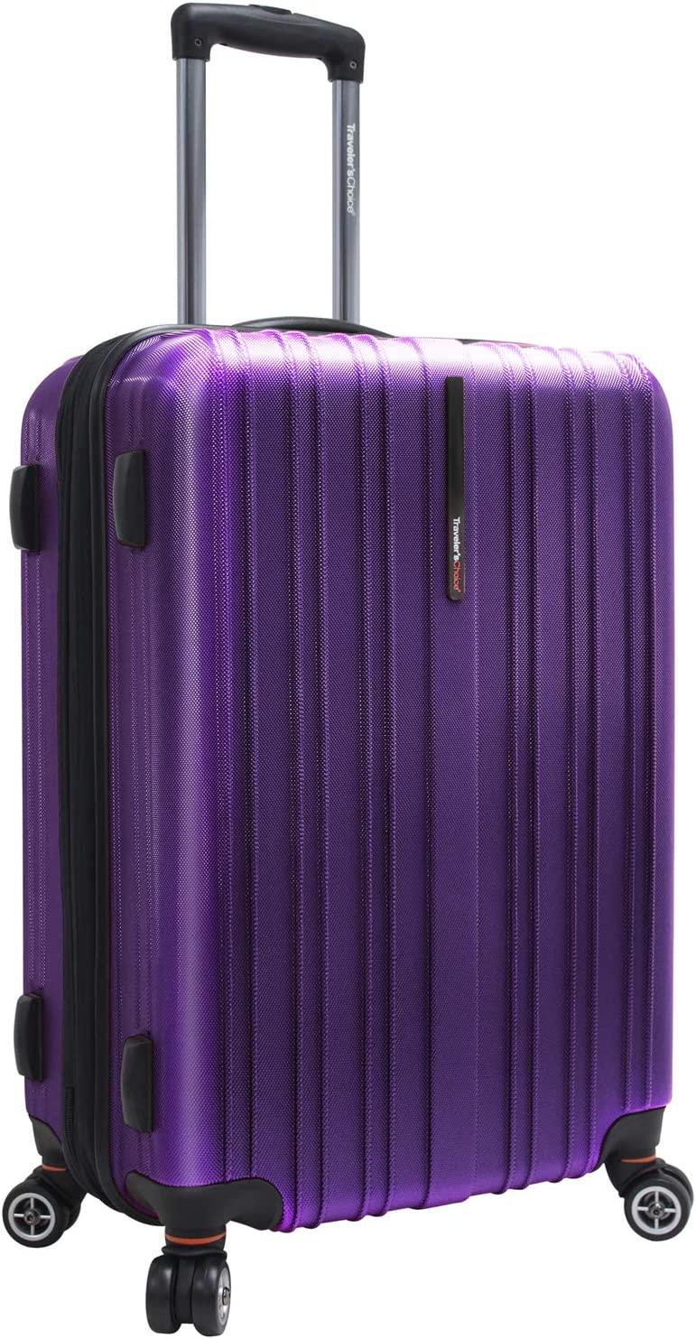 Tasmania Pure Polycarbonate Expandable Spinner Luggage, Purple, Checked-Medium 24-Inch