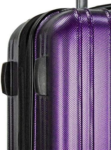 Tasmania Pure Polycarbonate Expandable Spinner Luggage, Purple, Checked-Medium 24-Inch