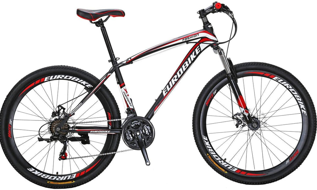 EUROBIKE OBK X1 27.5” Mountain Bike Daul Disc Brakes 21 Speed Mens Bicycle Front Suspension MTB
