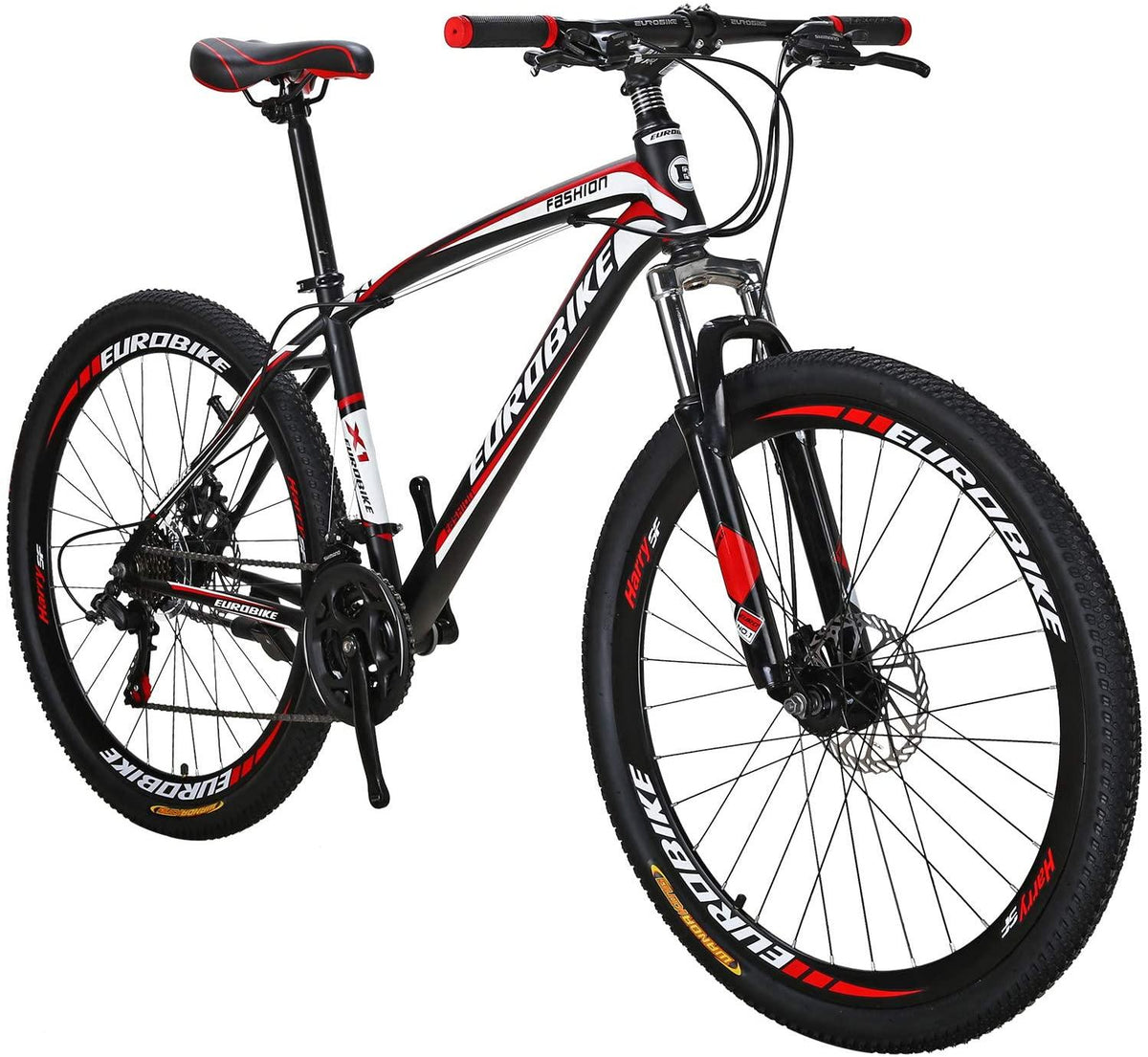 EUROBIKE OBK X1 27.5” Mountain Bike Daul Disc Brakes 21 Speed Mens Bicycle Front Suspension MTB