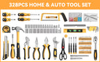 328 Piece Tool Kit for Home,Hand Repair Tool Set,Toolbox StoraCase with Drawer,General Household/Auto Tool Kit,Perfect for Homeowner, DIY, Handyman