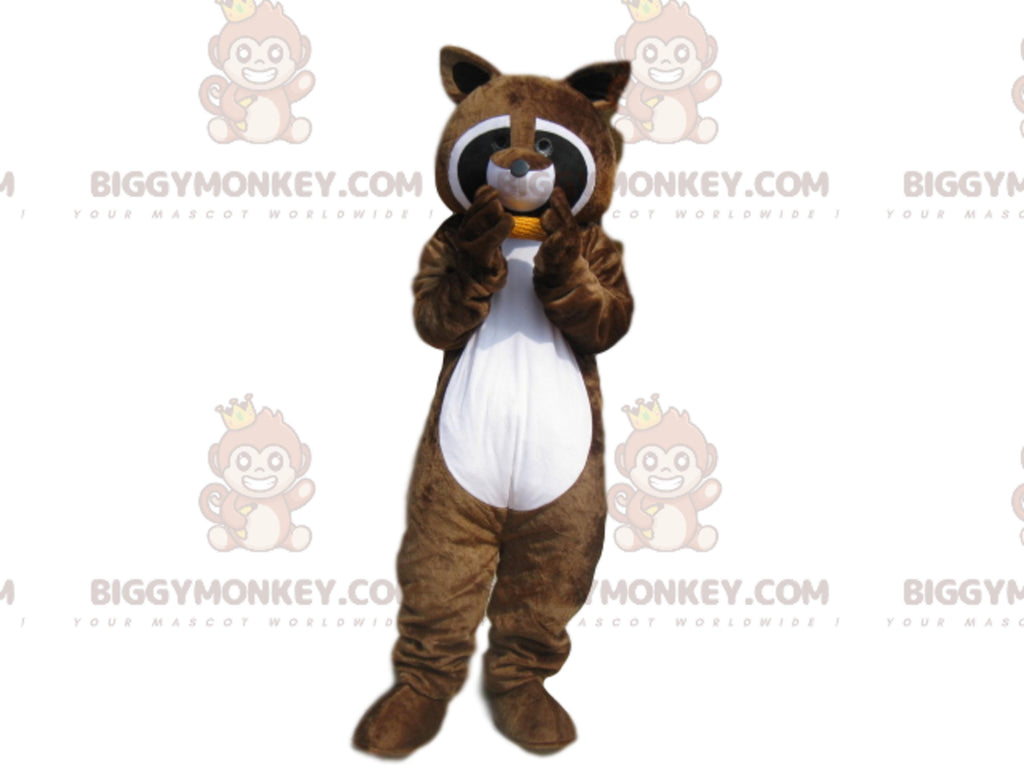 Brown Raccoon with Corn Cob BIGGYMONKEYMascot Costume
