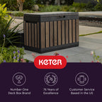 Signature Ever50 Gallon Resin Deck Box-Organization and Storafor Patio Cushions, Throw Pillows and Garden Tools, Walnut
