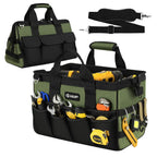 Heavy Duty Tool Bag 15-Inch, 16-Pocket Portable Empty Tool Box Organizer, Big StoraToolbox Organization, Soft Handle LarZipper Carrying Toolbag, Father Day Gifts for Him Dad Men, Green