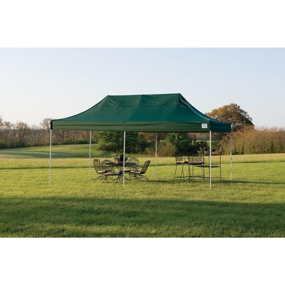 10 ft. W x 20 ft. D Pro Series Straight-Leg Pop-Up Canopy in Green with Innovative Triple-Truss  and StoraBag