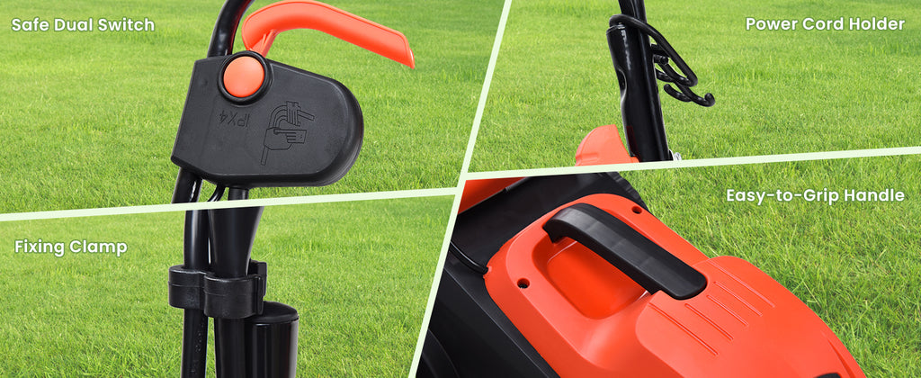 Lawn Mower, 13 Inch 2-in-1 Electric Lawn Mower with Grass Collection Bag, Folding Handle, Adjustable Cutting Height, Corded Push Lawn Mowers for Garden Yard, 12 Amp (Green)
