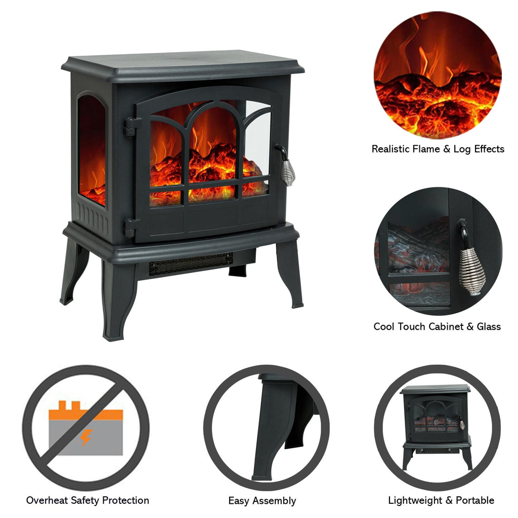 C-Hopetree Portable Freestanding Electric Wood Stove Fireplace with Flame Effect, 20 inch Tall