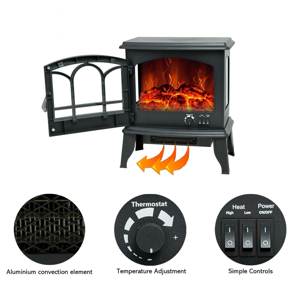 C-Hopetree Portable Freestanding Electric Wood Stove Fireplace with Flame Effect, 20 inch Tall
