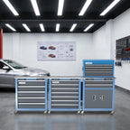 20 Drawer Rolling Tool Chest Combo,Tool Cabinet with  Countertop, Modular Tool Chest with LocDrawers and Connection Parts, 360° Swivel BraWheels & Padded Feet, Blue