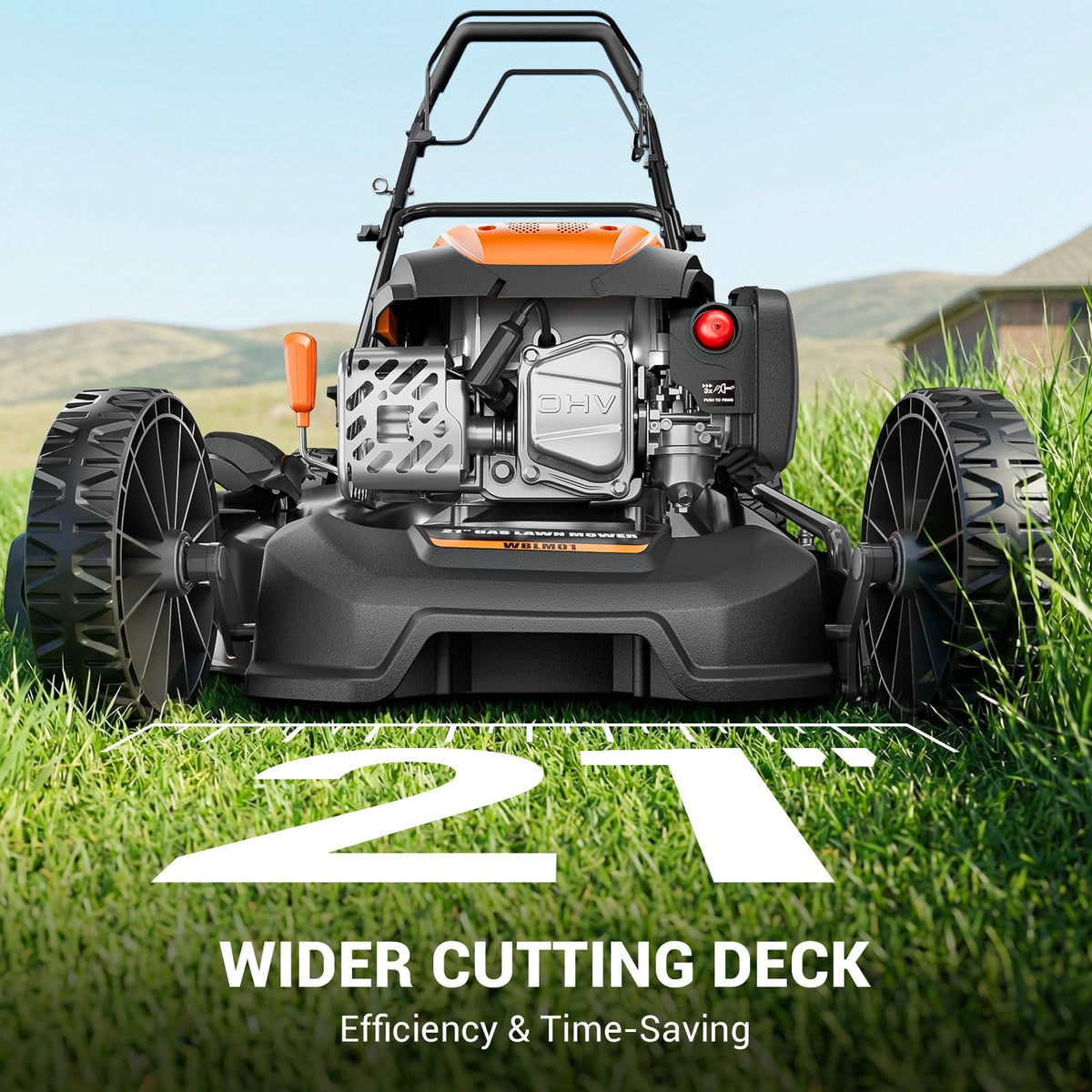 21" Self-Propelled Gas Lawn Mower, 170CC Engine, 3-in-1 Mulching, Bagging &amp; Side Discharge, 7-Position Height Adjustment, Easy Lawn Care for LarYards &amp; Thick Grass