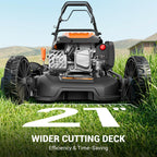 21" Self-Propelled Gas Lawn Mower, 170CC Engine, 3-in-1 Mulching, Bagging &amp; Side Discharge, 7-Position Height Adjustment for LarYards