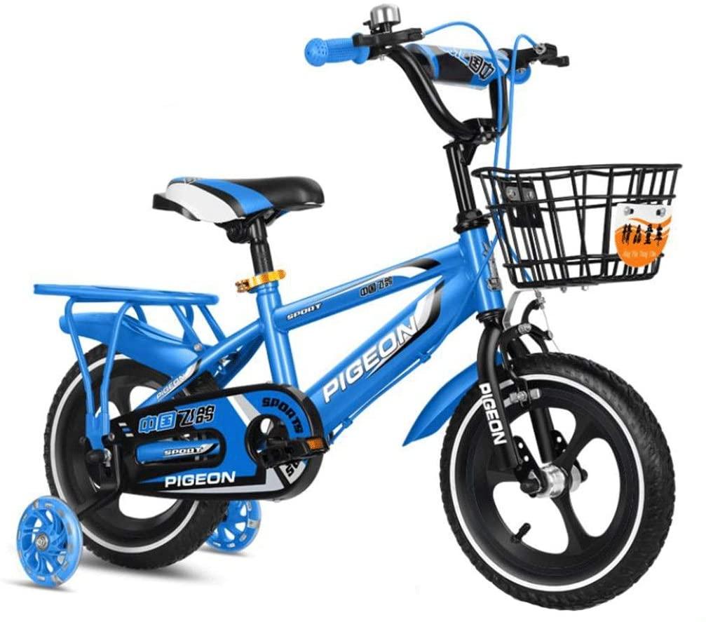 JLFSDB Kids Bike BMX Bike for Kids Boys Girls Bicycle Children's Bicycles Boys Girls Pedal Bicycle High-Carbon Steel with Stabilisers and Basket (Color : Blue, Size : 12inch)