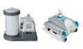 intex 2500 gph filter cartridge pump with timer and above ground pool vacuum