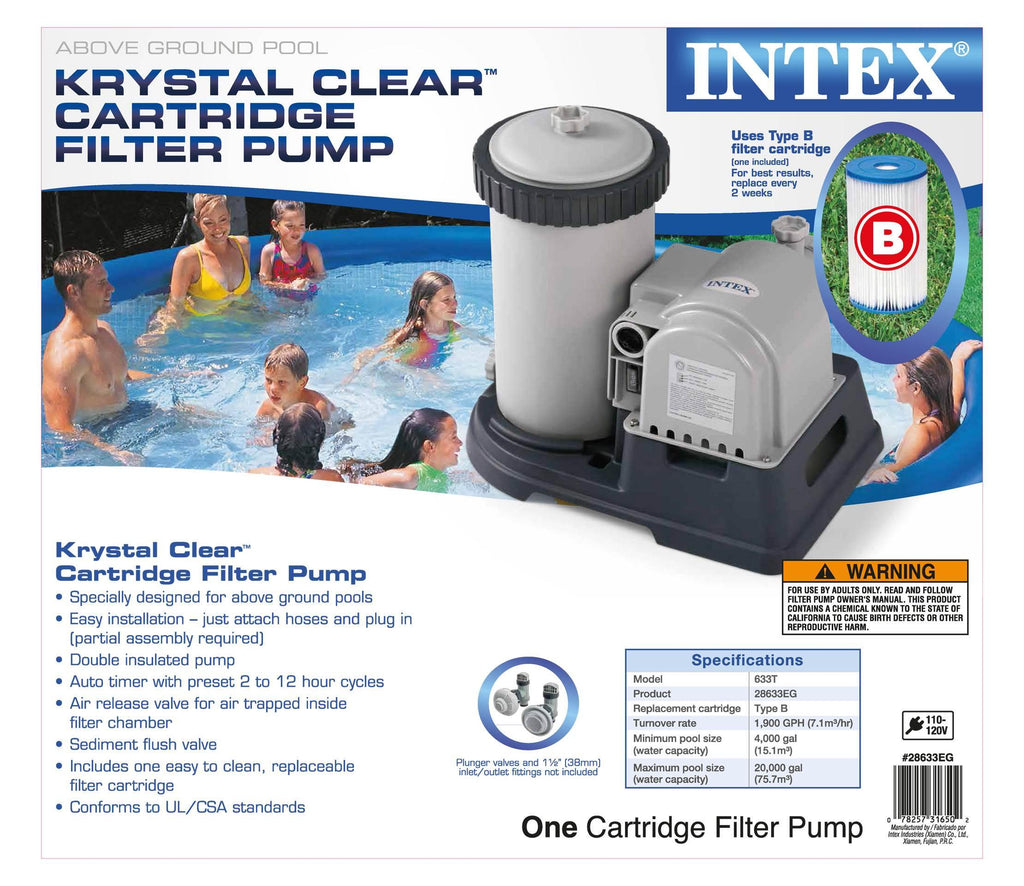 intex 2500 gph filter cartridge pump with timer and above ground pool vacuum